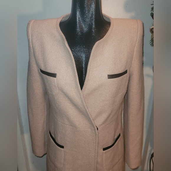 Pink Martini Collection Pale Rose Wool Blend Long Blazer M - Picture 1 of 7